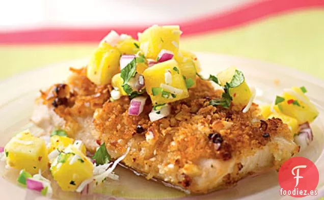 Mahimahi de Pimienta Rosa con Salsa Tropical