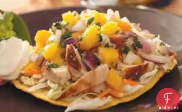 Tostadas De Pollo Con Salsa De Mango