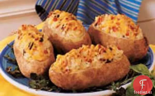 Patatas Rellenas De Champiñones Y Cheddar