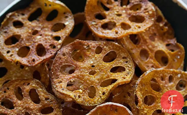 Chips de Loto Horneados con Especias de Comino