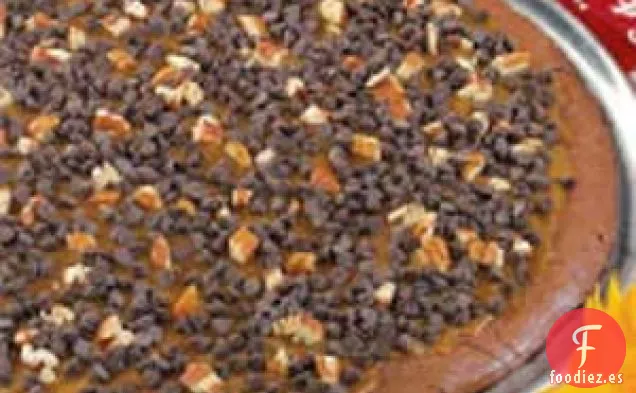 Pizza de brownie y caramelo