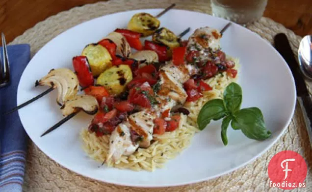 Brochetas Mahi Mahi Con Tomates Y Orzo