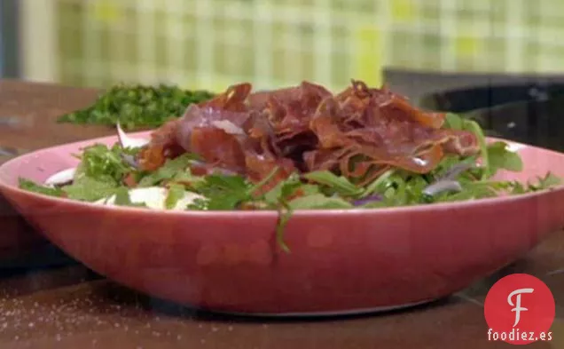 Ensalada terrosa de Portobello con jamón serrano