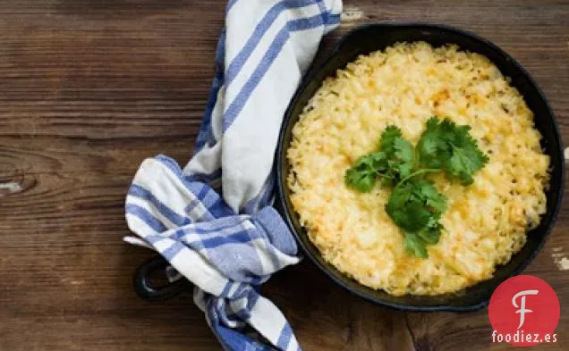 Cazuela De Cebolla Dulce De Texas Con Arroz, Chipotle Y Gruyere