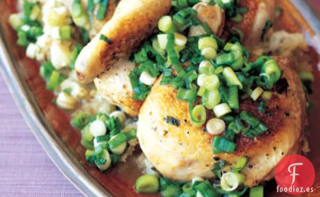 Pollo Estofado Con Puré De Cebolleta