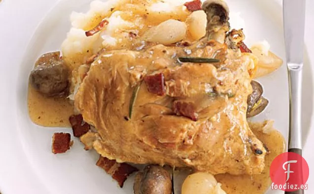 Pollo con Tocino, Champiñones y Cebollas