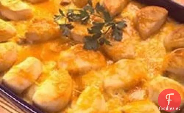 Cazuela de desayuno cubierta de galleta