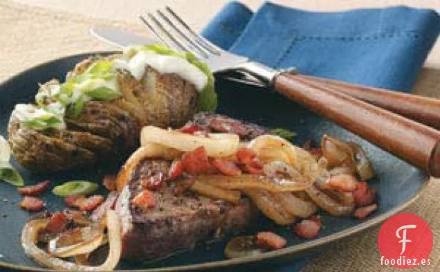 Filetes con cebollas glaseadas con melaza