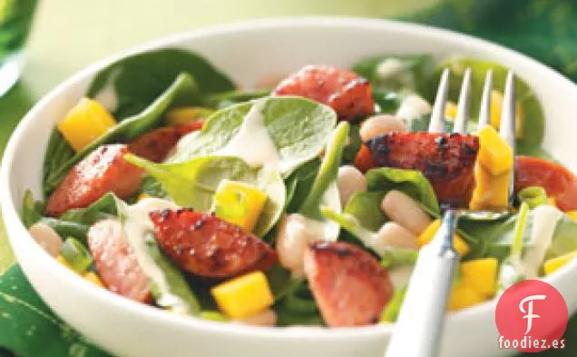 Ensalada De Salchicha Ahumada Y Espinacas