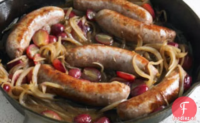 Salchichas Salteadas Con Uvas Y Cebollas Glaseadas Balsámicas
