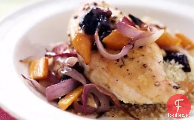 Pechugas De Pollo Asadas Con Zanahorias Y Cebollas