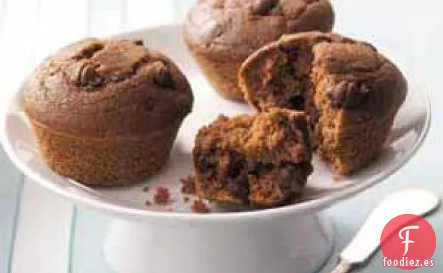 Muffins con chispas de chocolate y chocolate