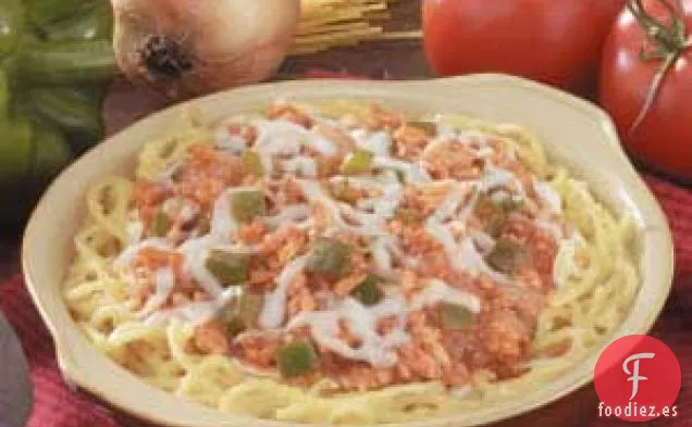 Pastel de espagueti con pavo