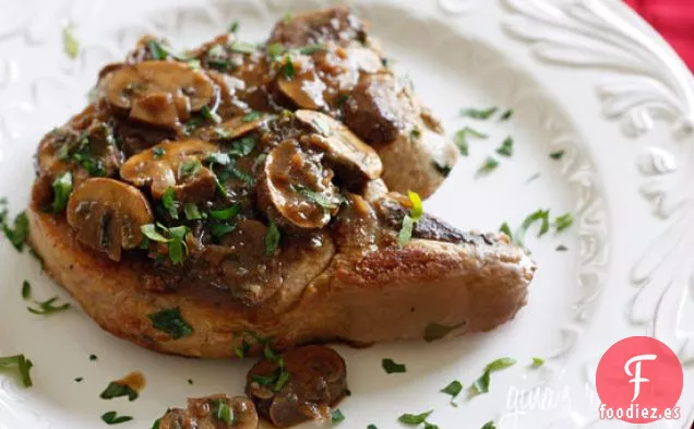 Chuletas De Cerdo Con Champiñones Y Chalotes