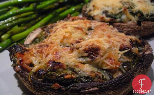 Champiñones Rellenos Con Chalotes, Espinacas Y Panceta