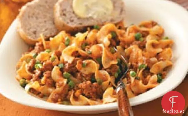 Horneado de fideos con carne