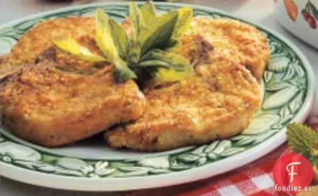 Chuletas de cerdo empanizadas de Dijon