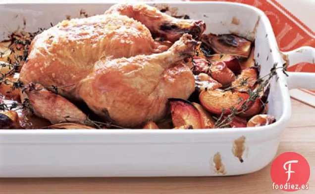 Pollo Asado con Melocotones Balsámicos