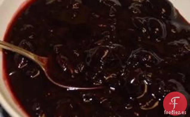 Compota de cerezas de cabeza plana