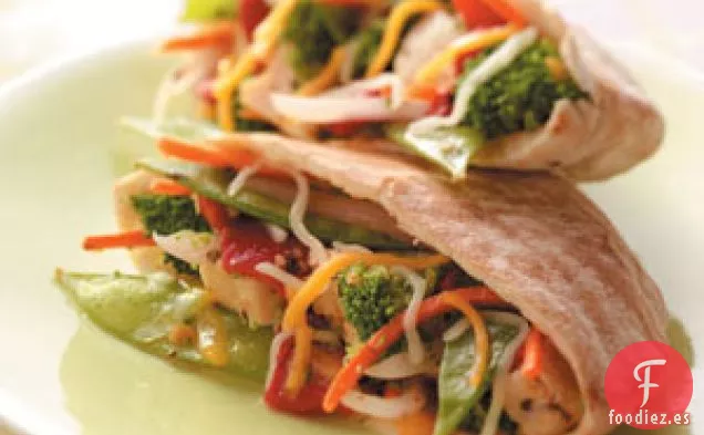 Pitas de pollo y verduras