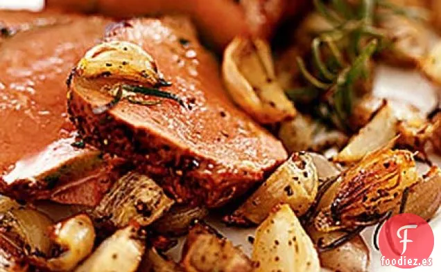 Filete de Ternera Asado con Stilton y Chalotes Crujientes