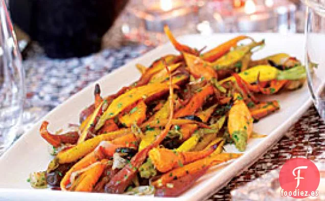 Zanahorias Asadas y Chalotes Con Aceitunas curadas en Aceite y Gremolata