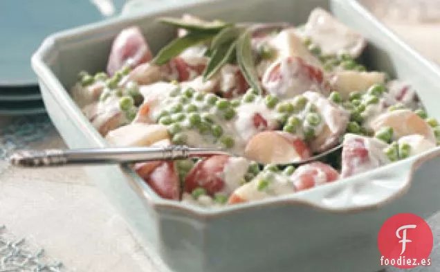Patatas y guisantes a la crema
