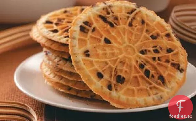 Pizzelle con chispas de chocolate y avellanas