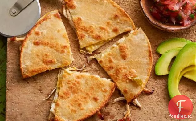 Quesadillas de pollo, chile y queso
