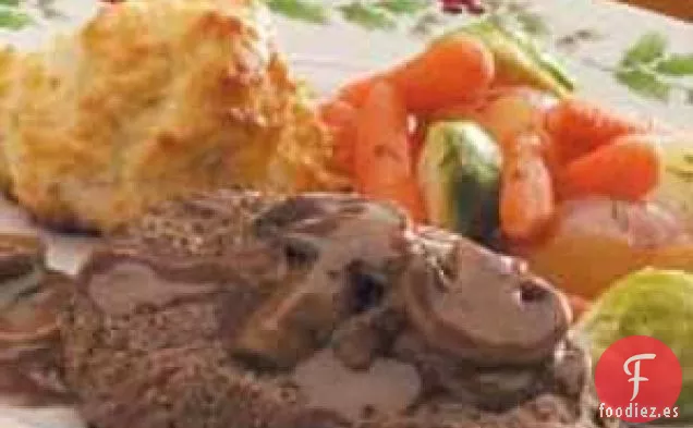 Solomillo de ternera con salsa de champiñones