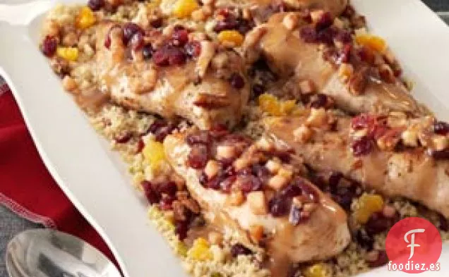 Pechugas de pollo rellenas con quinoa y arándanos