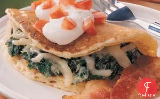 Quesadillas de panqueques con espinacas