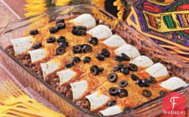 Enchiladas abundantes de carne y queso