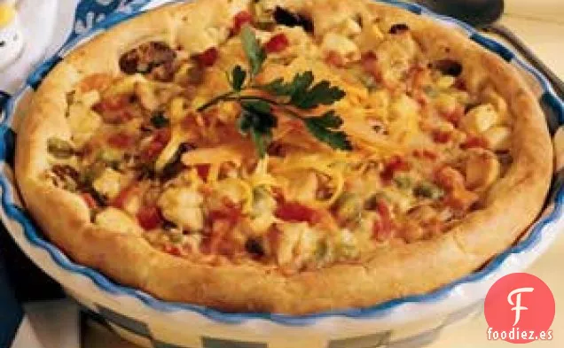 Pastel de pollo con corteza sabrosa