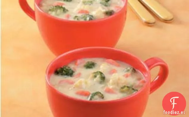Sopa de queso, brócoli y coliflor