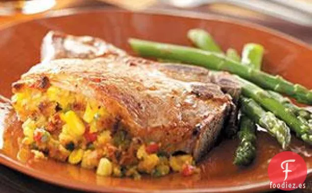 Chuletas de cerdo rellenas de maíz