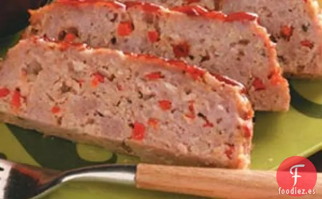 Pastel de carne con pimiento rojo