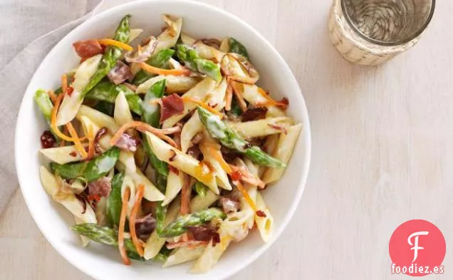 Primavera con jamón, espárragos y zanahorias