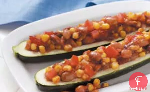 Barquitos de calabacín y frijoles pintos