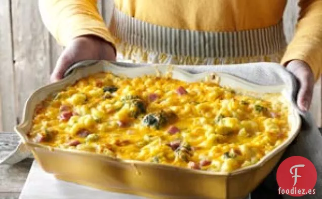 Comida compartida con jamón y pasta