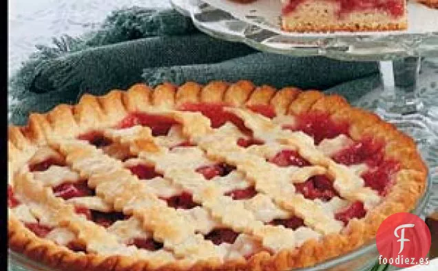 Pastel de cerezas y ruibarbo