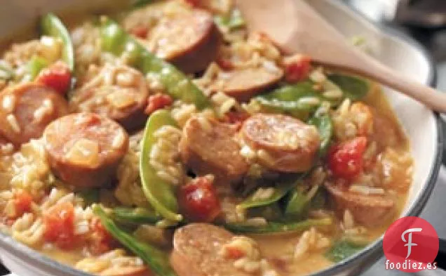 Kielbasa con arroz al curry