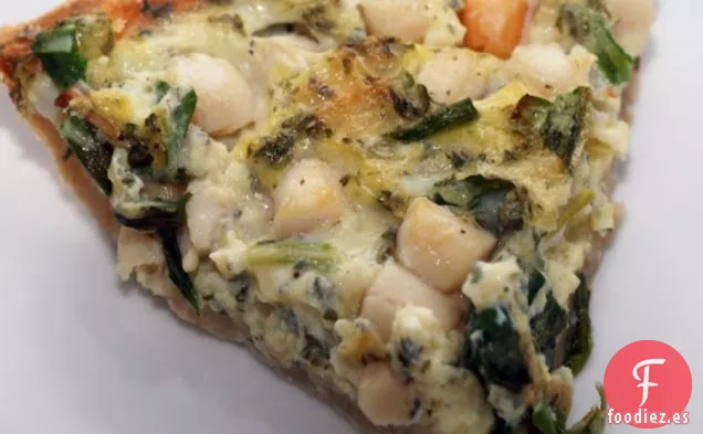Quiche De Vieiras De Ramps & Bay Con Corteza De Gruyère