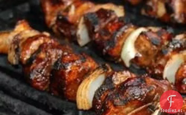 Brochetas de cerdo teriyaki a la barbacoa