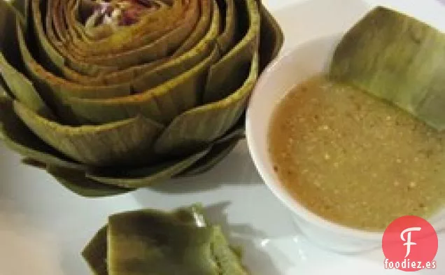 Salsa de limón y mostaza para alcachofas