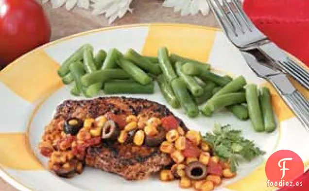 Chuletas con salsa de maíz