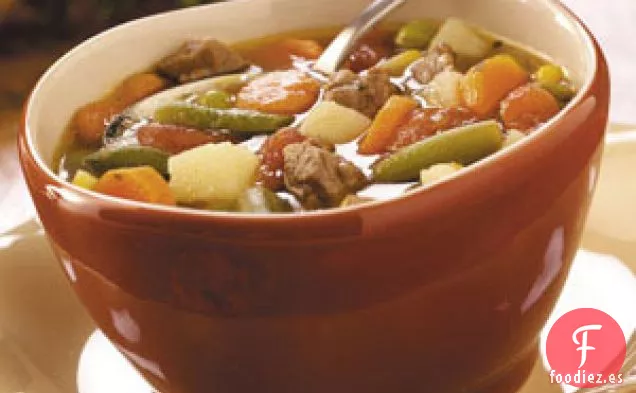 Sopa de verduras en olla de cocción lenta