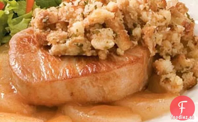 Chuletas de cerdo con manzanas y relleno