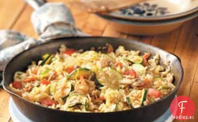 Salteado de verduras con arroz integral