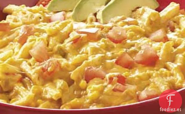 Penne con queso cheddar y chile
